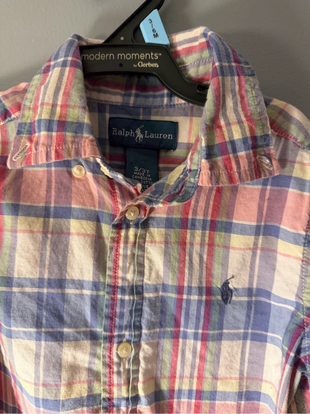 Ralph Lauren Pastel Plaid Button-Down Shirt in Pink, Blue & Cream